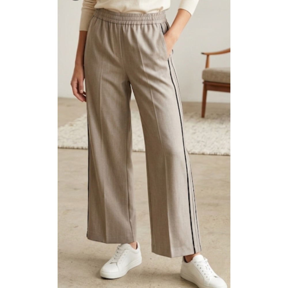 Zac & Rachel Wide Leg Women's Gray Side Stripe Pants With  Size 10P NWT